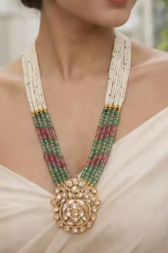 Green beaded necklaces