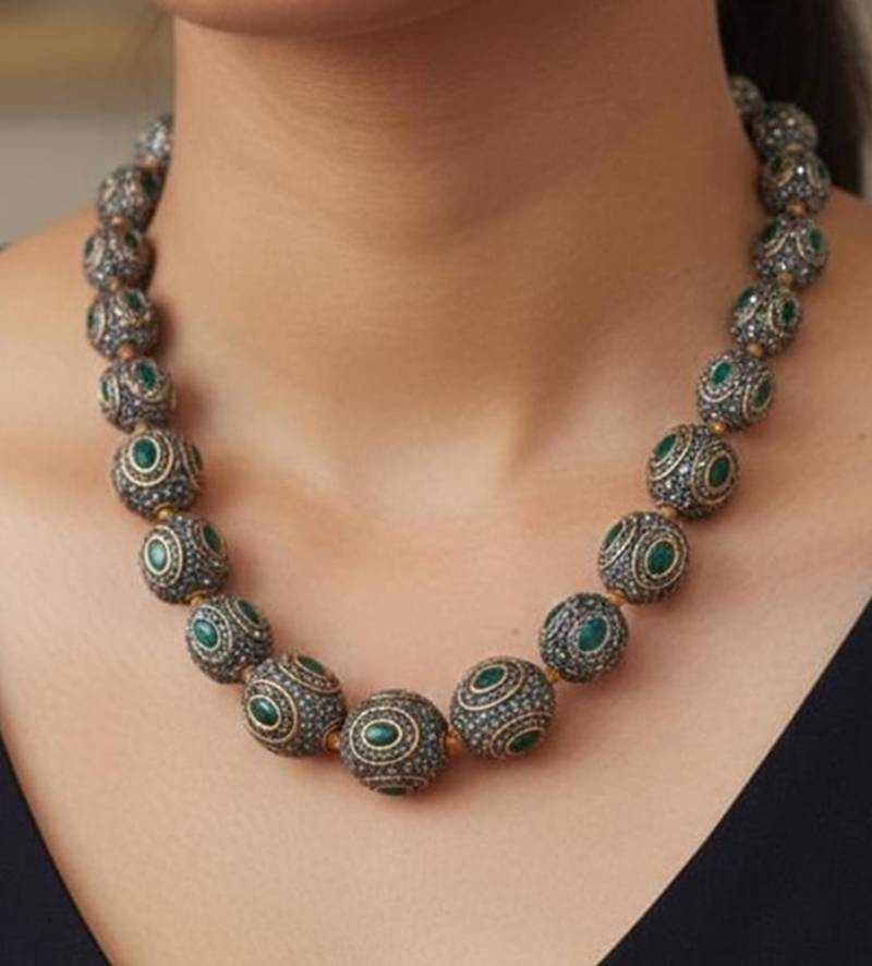 Grey pearl necklaces