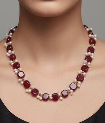 Maroon stone necklaces 2