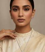 Pink silver plated necklace with earring