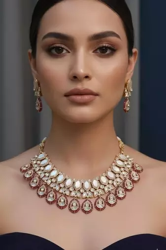 Brown pearl necklace with earring