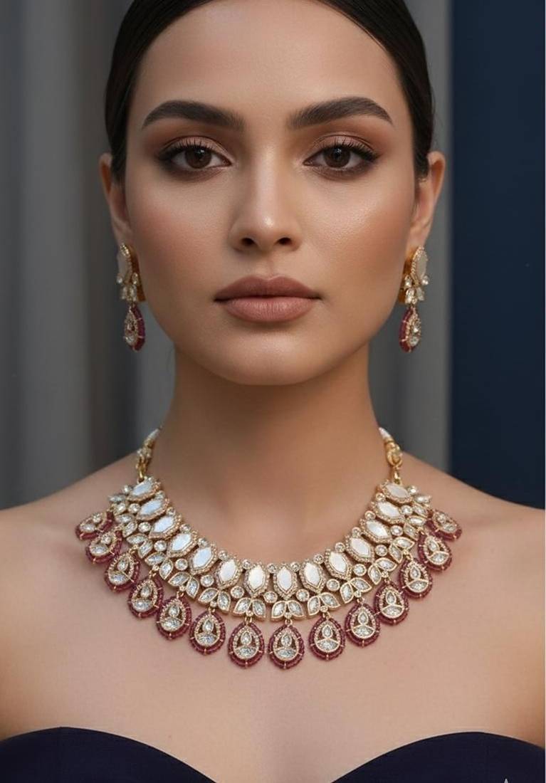 Brown pearl necklace with earring