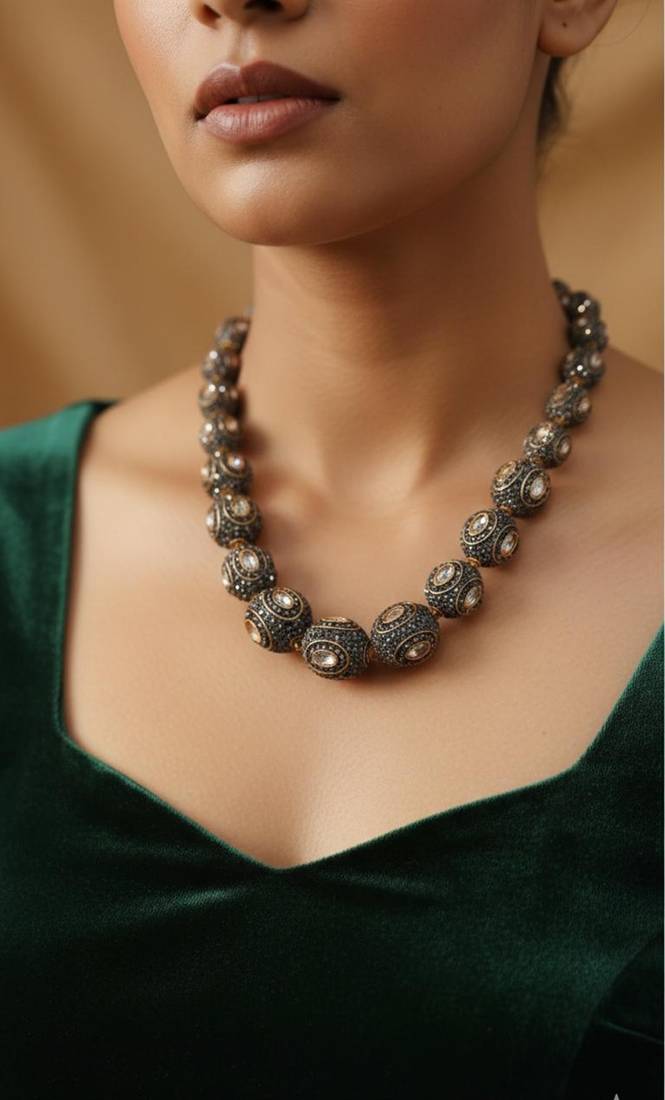 Grey studded necklaces