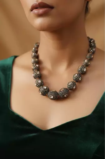 Grey studded necklaces