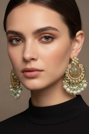 Green pearl with earring