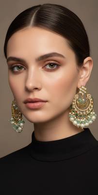 Green pearl with earring 1