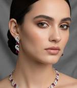 Maroon stone necklace with earring