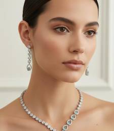 Silver plated necklace with earring