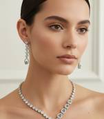 Silver plated necklace with earring