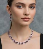 Maroon stone necklace with earring