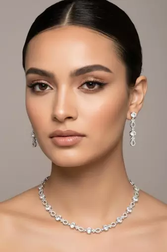 Silver plated necklace with earring