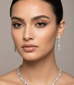 Silver plated necklace with earring