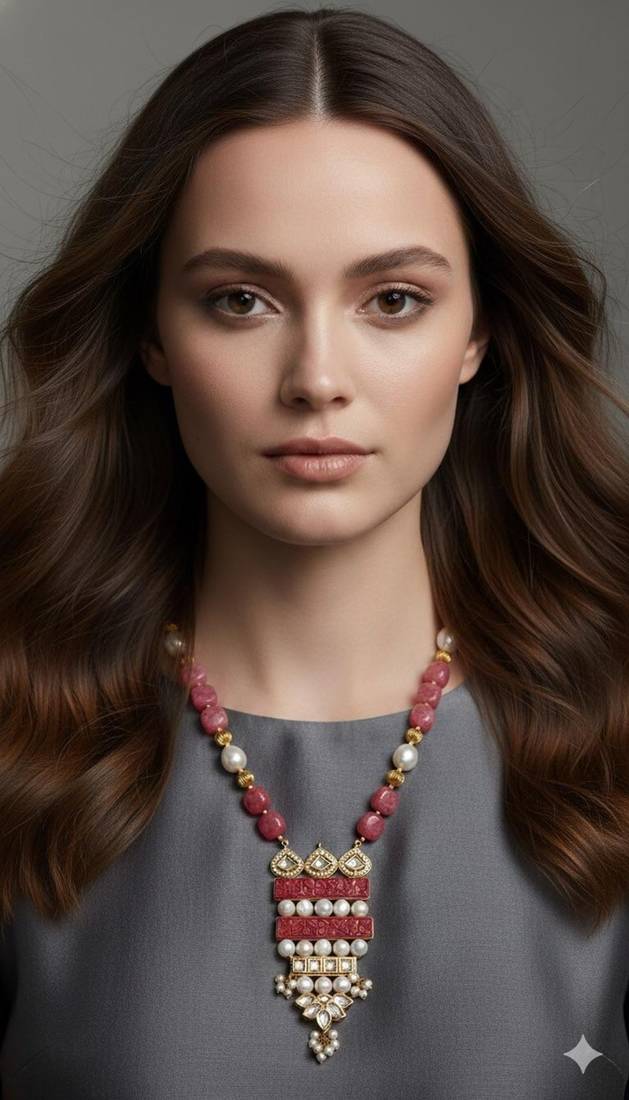 Maroon pearl necklaces