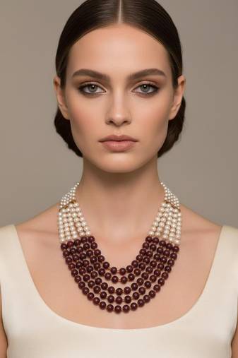 Maroon beaded necklaces
