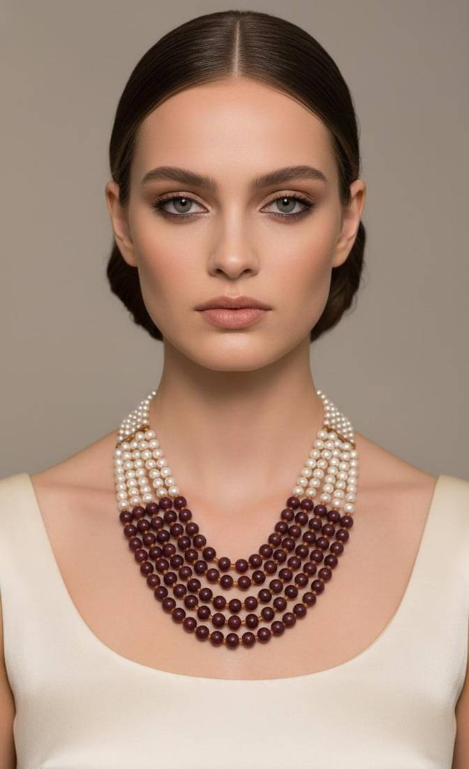 Maroon beaded necklaces