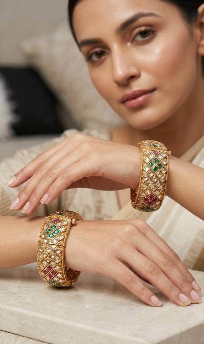 Multicolor gold plated bangle