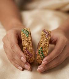 Multicolor gold plated bangle