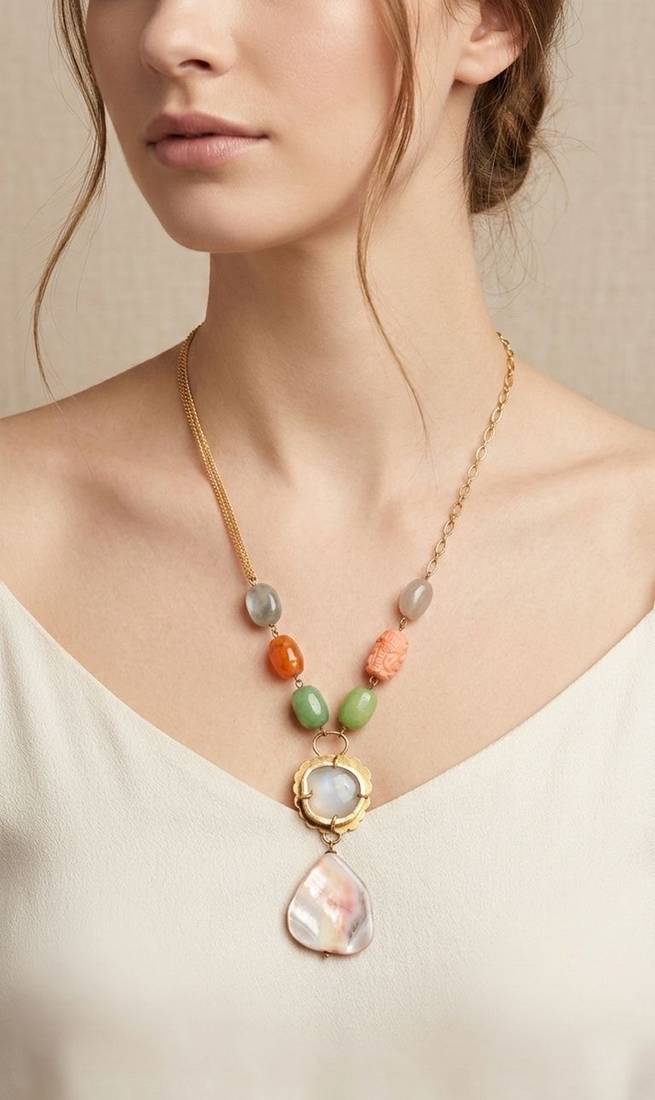 Multicolor stone necklaces
