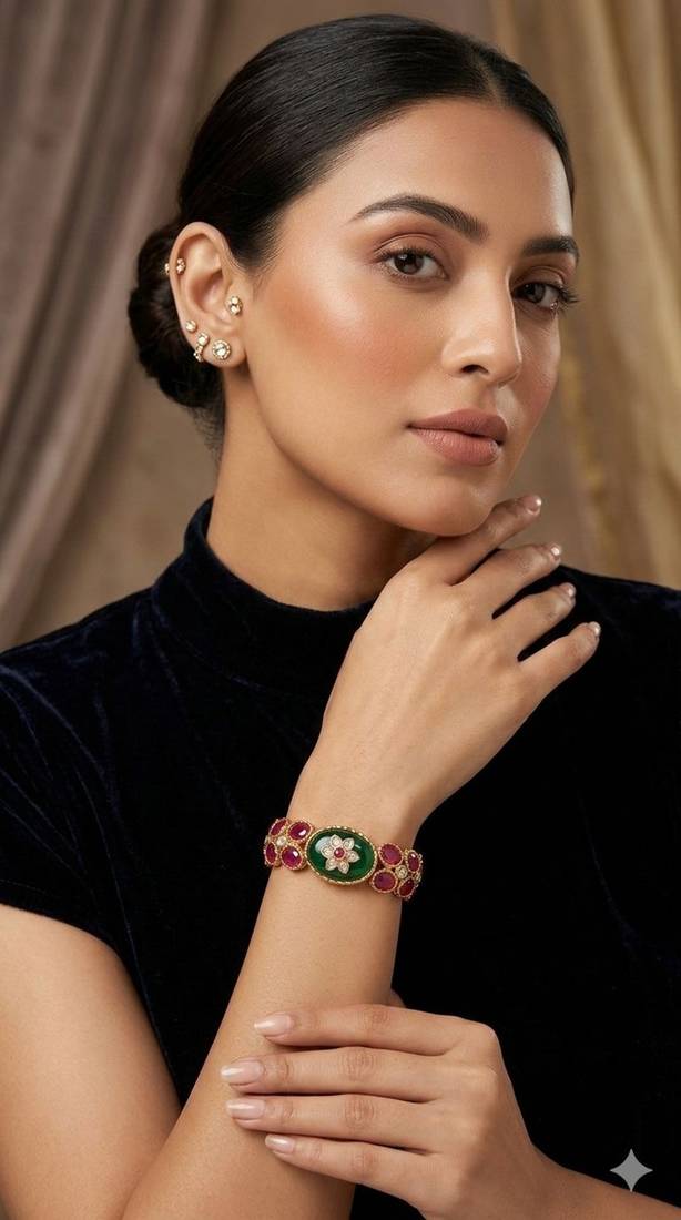 Multicolor gold plated bangle