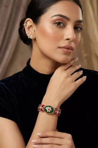 Multicolor gold plated bangle