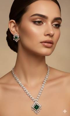 Silver plated necklace with earring 1