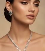 Silver plated necklace with earring