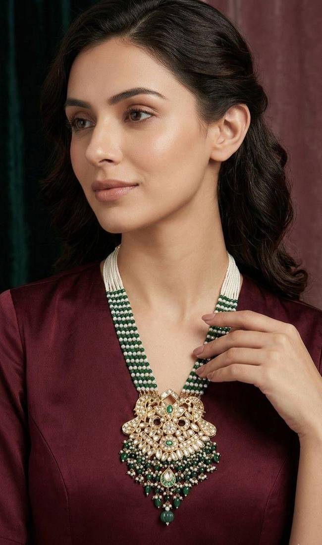 Green beaded necklaces