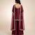 Maroon embroidered satin sharara set