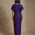 Purple embroidered raw silk kaftan