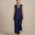 Navy blue embroidered raw silk co ord set