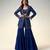 Royal blue embroidered georgette indowestern sharara set