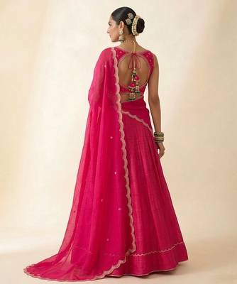 Hot Pink Embroidered Lehenga Set 3