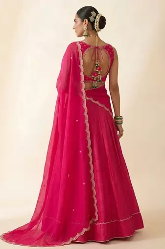 Hot Pink Embroidered Lehenga Set