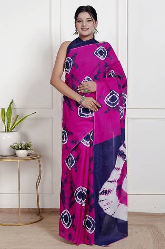 Bandhej printed pure cotton ethnic saree for woman