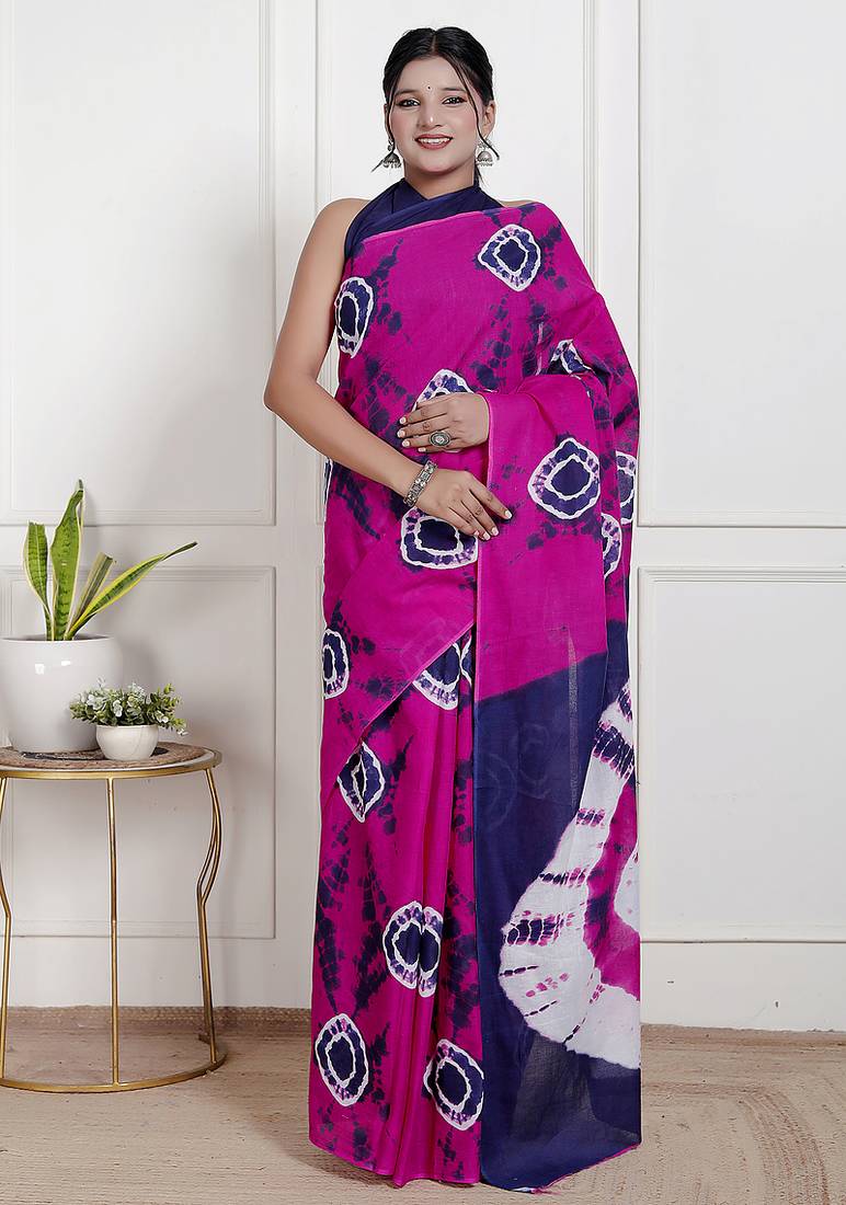 Bandhej printed pure cotton ethnic saree for woman