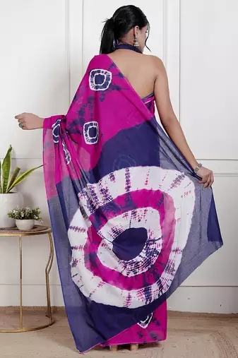 Bandhej printed  cotton ethnic saree for woman