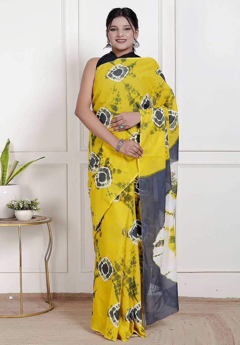 Bandhej printed pure cotton ethnic saree for woman