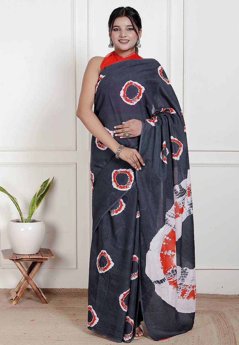 Bandhej printed pure cotton ethnic saree for woman
