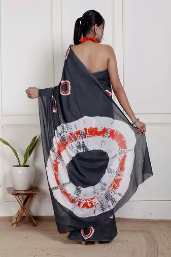 Bandhej printed  cotton ethnic saree for woman