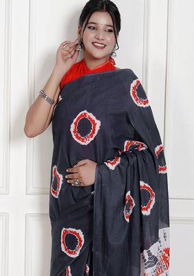 Bandhej printed cotton ethnic saree for woman 3