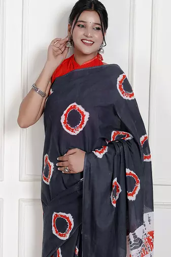 Bandhej printed  cotton ethnic saree for woman