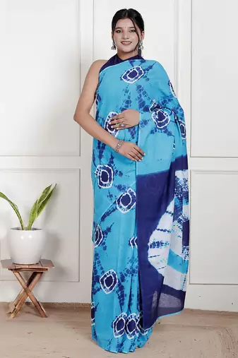 Bandhej printed pure cotton ethnic saree for woman
