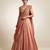 Peach Embroidered Tissue Lehenga Set