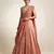 Peach Embroidered Tissue Lehenga Set