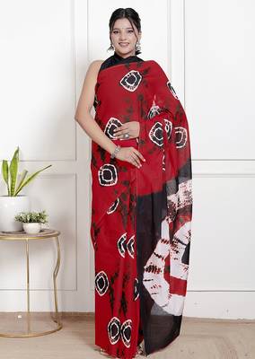 Bandhej printed cotton ethnic saree for woman 1