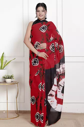 Bandhej printed pure cotton ethnic saree for woman