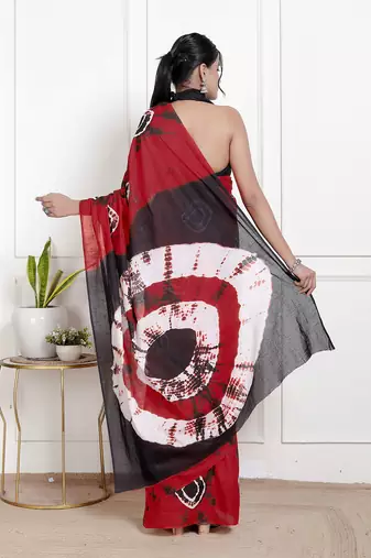 Bandhej printed  cotton ethnic saree for woman