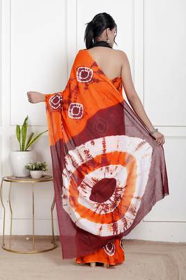Bandhej printed  cotton ethnic saree for woman 2