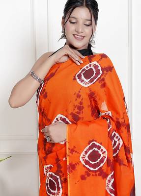 Bandhej printed  cotton ethnic saree for woman 3