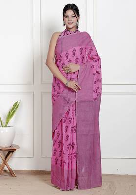 Floral printed cotton ethnic saree for woman 1